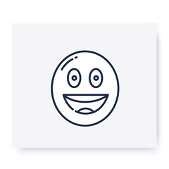 Grinning face line icon. Smiled face, emoticon with smiling eyes. Outline drawn smiley. Facial expression emoji. Isolated vector illustration. Editable stroke 
