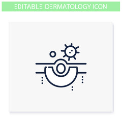 Skin bacteria line icon. Skin problem, dermatologic disease. Bacterial infection. Skincare, cosmetology, medicine. Health and beauty concept. Isolated vector illustration. Editable stroke 