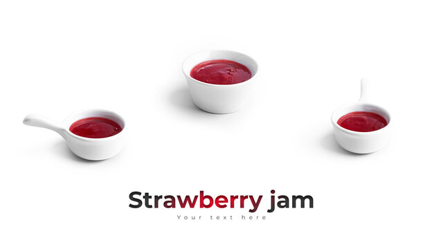 Strawberry jam isolated on white background. High quality photo