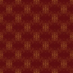 decorative seamless golden pattern on a maroon background. ornate ornament. doodle style.