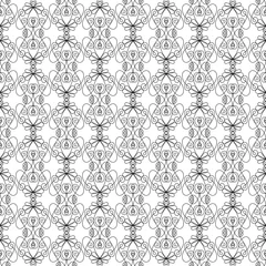 Zelfklevend Fotobehang seamless decorative pattern. black outline pattern on white background. doodle style. openwork monochrome ornament. lace. cover, template, print. © marsela564