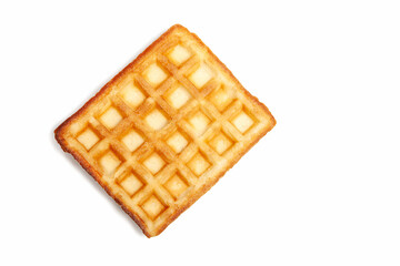 Unfilled Belgian waffle, isolate on white background.