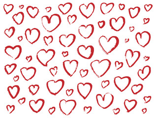 Vector Hand drawn set of hearts. Template background for Valentine's day.