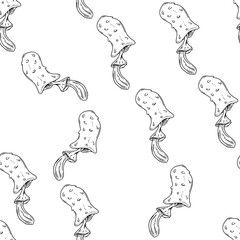 Mushrooms seamless pattern. Vector background from inedible mushrooms.