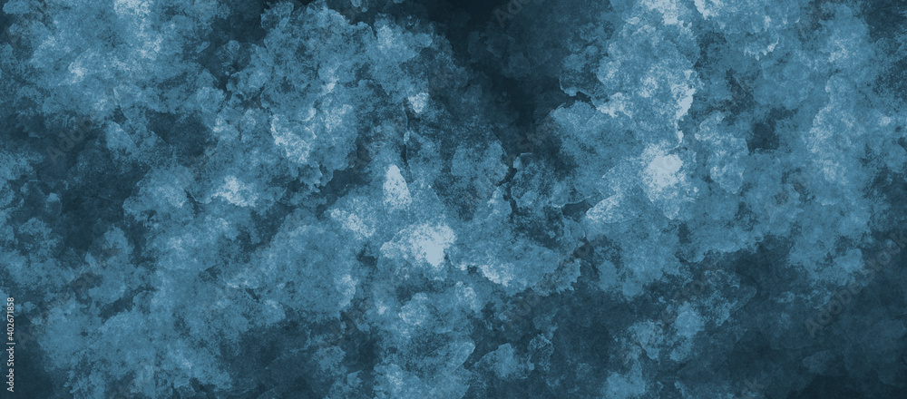 Wall mural grunge dark blue deep texture grainy background with paint spots and depth effect