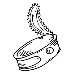 Open tin can. Vector inorganic trash, waste. Empty tin can.