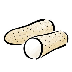 長芋　山芋　イラスト 筆　水彩　筆　手描き
