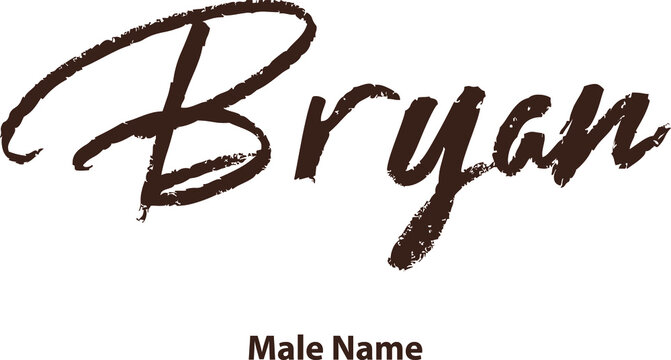 Bryan male Name Brush Typography in Brown Color Text