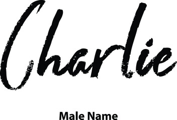 Charlie male Name Brush Typography in Brown Color Text - obrazy, fototapety, plakaty