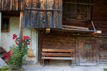 A picturesque old wooden farmhouse in Schiltwald near Wengen, Bernese Oberland, Switzerland