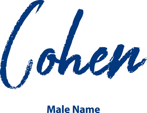 Cohen-Male Name Handwritten Cursive Brush Calligraphy Blue Color Text