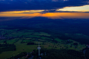 Hoherodskopf aus der Luft | Sonnenuntergang am Hoherodskopf in Hessen