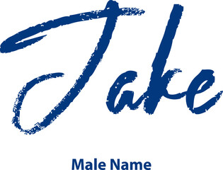 Jake-Male Name Written Letter Brush Calligraphy Text - obrazy, fototapety, plakaty