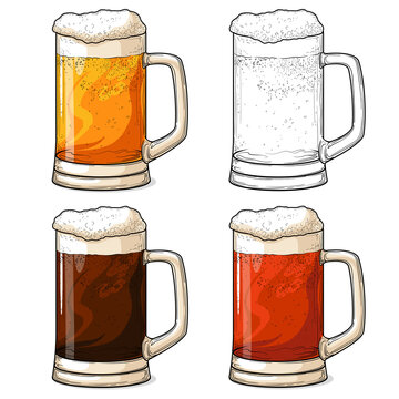 Glass of beer isolated on white background. Vector illustration
