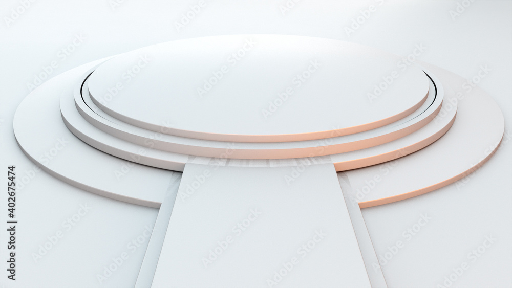 Aufkleber 3d rendering of modern futuristic interior with empty stage, computer generated