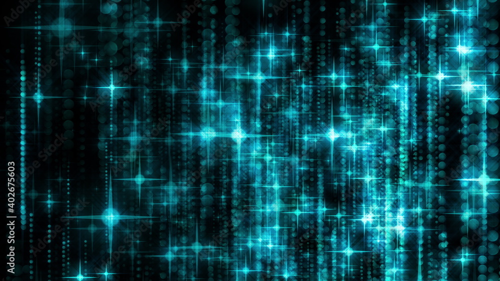 Poster 3d rendering of glam rain. computer generated beautiful modern background from stars, sparkles and g