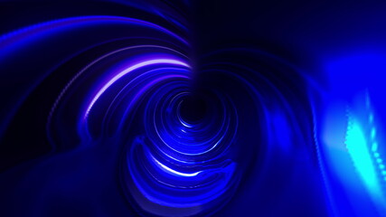 Glowing neon futuristic tunnel, computer generated. 3d rendering abstract background. Inside a rotating corridor