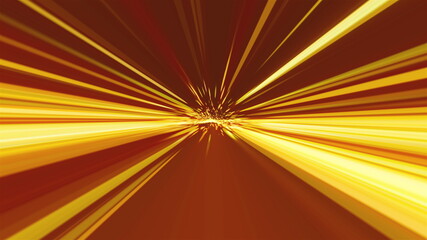 Computer generated abstract backdrop from many golden rays and particles, 3D rendering