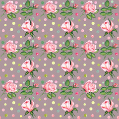  pink roses  seamless pattern