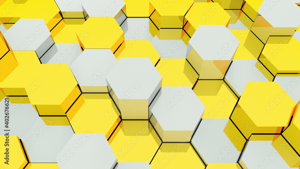 Poster 3d rendering of honeycomb background. computer generated abstract geometric design.
