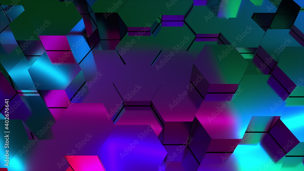 Poster 3d rendering of honeycomb background. computer generated abstract geometric design.
