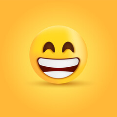 Grinning Face with Smiling Eyes, Smile emoji with open mouth, 3d happy smiley emoticon