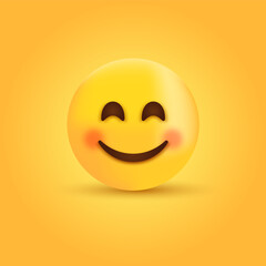 Smiling Face with Smiling Eyes, 3d happy Smiley emoji,  cute emoticon with cheeks