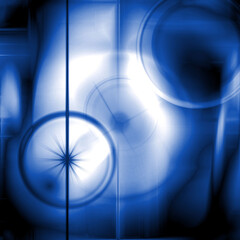 Sky shapes, lights, universe abstract blue background with circles