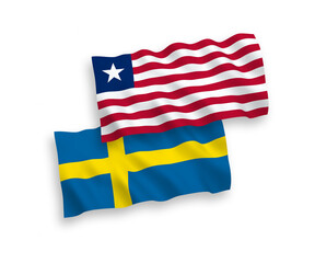 Flags of Sweden and Liberia on a white background