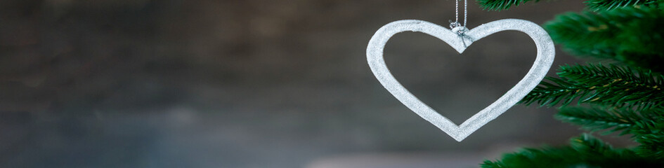 white heart on a gray background. Valentine's Day banner. Ultimate Gray background. pattern in trendy new colors 2020