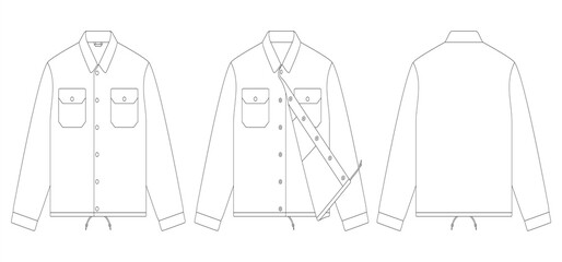 Template shirt jacket vector illustration flat design outline clothing