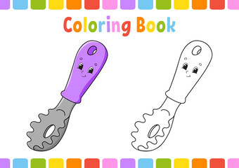 Fototapeta premium Coloring book for kids. Cartoon character. Vector illustration. Fantasy page for children. Black contour silhouette. Isolated on white background.