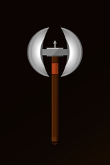 Cartoon battle double axe flat icon