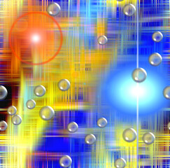 Orange blue sky shapes, design, 3d illustration, abstract background with circles