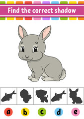 Obraz na płótnie Canvas Find the correct shadow. Education developing worksheet. Activity page. Color game for children. Isolated vector illustration. Cartoon character.