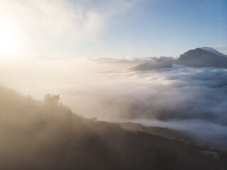 Cloudy sunrise over the mountains