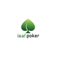 poker logo illustration leaf with color vector design