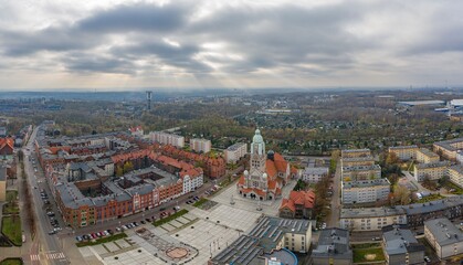 Aerial view of the Ruda Slaska city center. Upper Silesia. Poland.