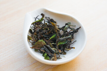 Fototapeta na wymiar Beautiful aged white tea leaves.
