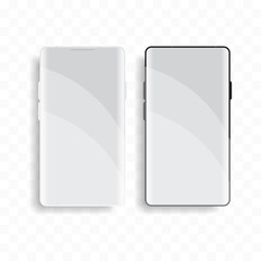 mockup mobile phone with clean preview. device phone front view shadow on transparent background.