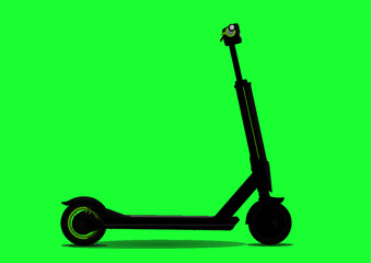 Black green electric scooter with a green background