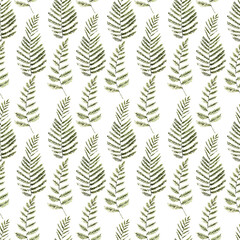 Watercolor seamless pattern with stylized fern leaves
