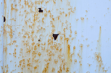 Rusty metal. Old peeling paint. Cracks.