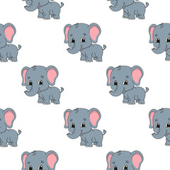 Color seamless pattern. Cartoon style. Bright design. For walpaper, poster, banner. Hand drawn. Vector illustration isolated on white background.