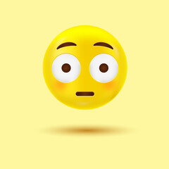 Flushed Face, emoji Face with Wide Open Eyes, Blushing emoticon, Embarrassed character, Shame emotion