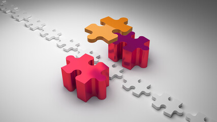 Jigsaw connection, partnership concepts; original 3d rendering