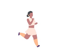 Fototapeta na wymiar People marathon. Athletic female character speed running and jogging, active woman healthy summer activity in park, fitness leisure lifestyle. Vector flat style cartoon isolated on white illustration