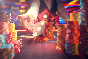 Man gambling at the craps table