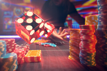 Man gambling at the craps table