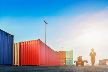 Container ship in port waiting for import and export fore business logistic, by Cargo ship...